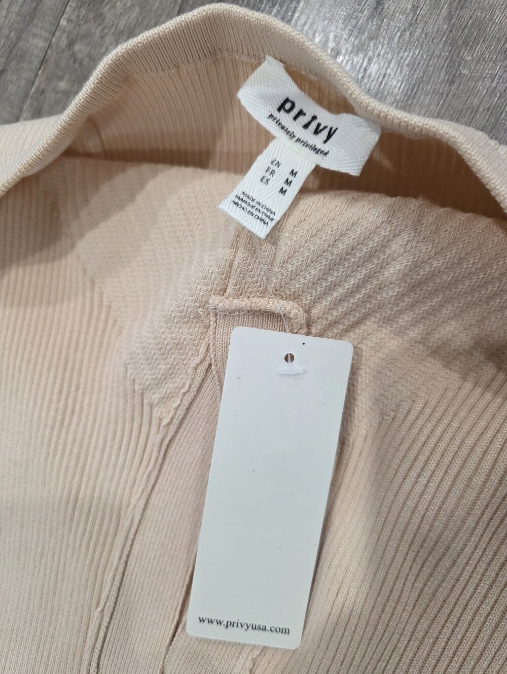 Nwt RIBBED midi Dress Collared Button Knit Midi Beige Corpcore Academia Y2K - Picture 10 of 13